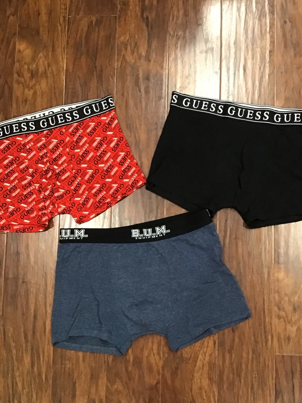 Guess & B.U.M. Men’s 3-Pack Boxer Briefs – Red, Black & Blue
